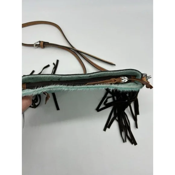 Angel Ranch Acid Wash Crossbody Bag Western Fringe Leather - Picture 6 of 11